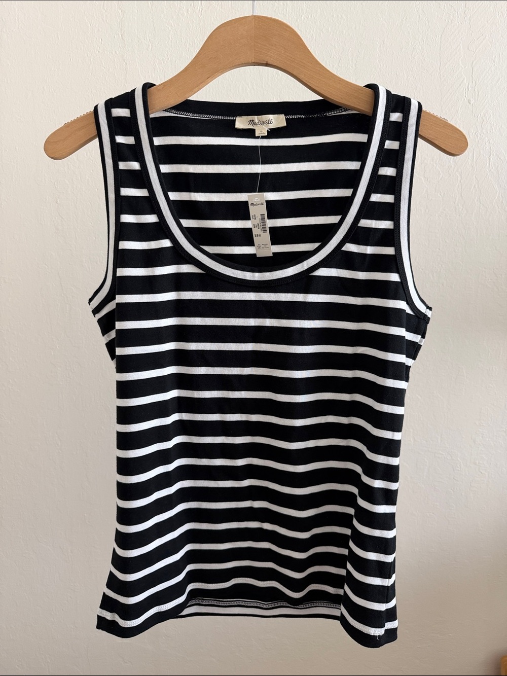 Madewell 100% cotton Black and White Striped Scoop Neck Tank